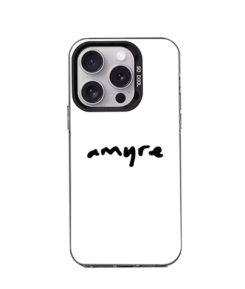 Coque iPhone Minimaliste Blanche – Logo Amyre